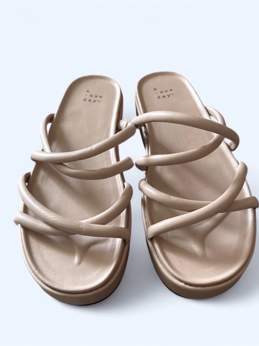 A New Day Nude Strappy Slide Sandals - Picture 1 of 5